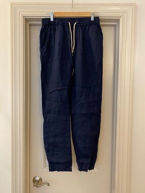 Quince size Small Linen Navy Drawstring Pants